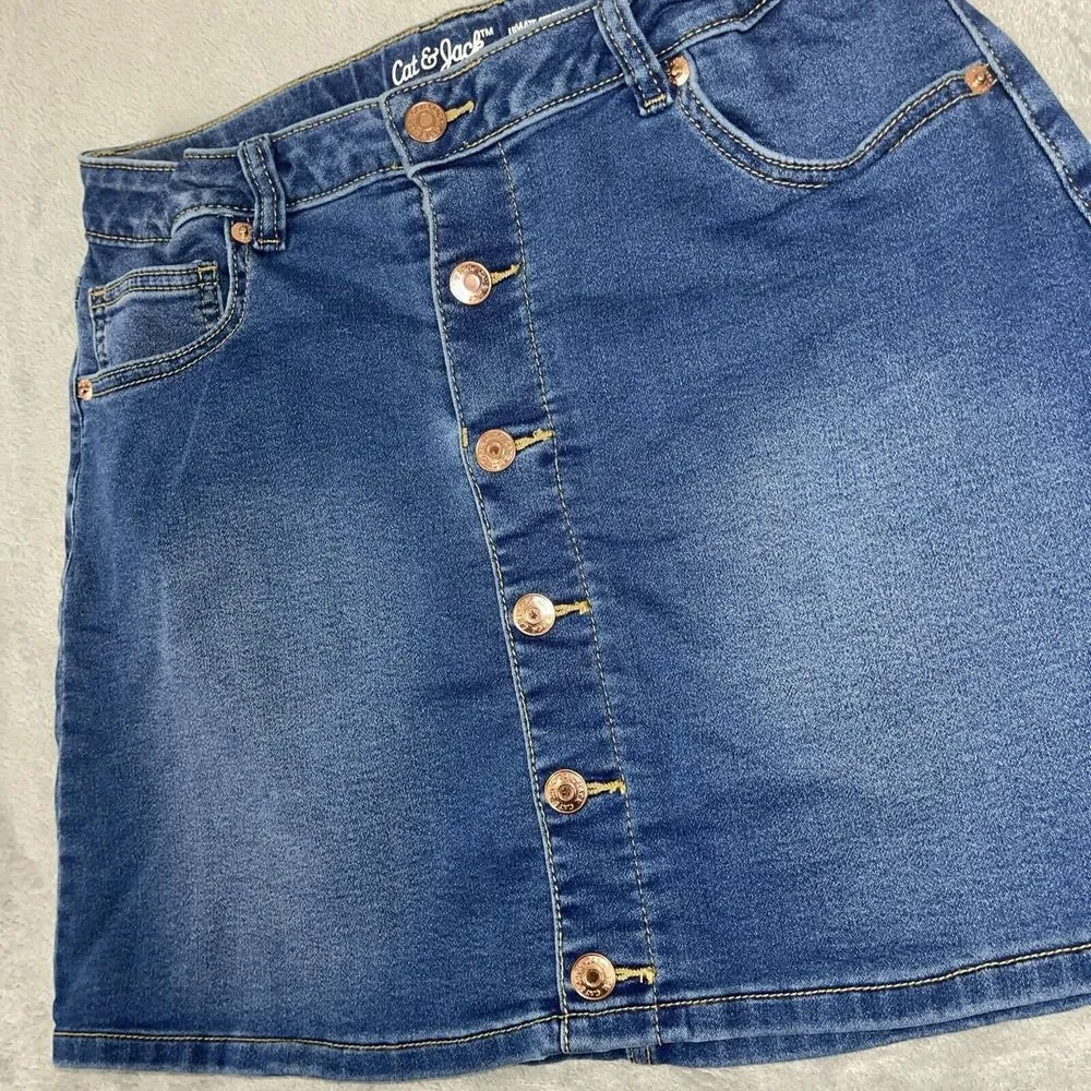Cat & Jack Jean Skirt Girls XL‎  14/16 Super Stretch Denim Blue (Waist 29
